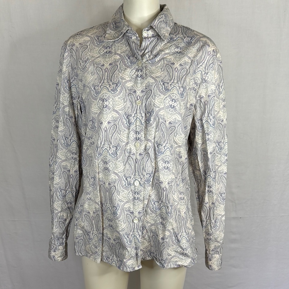 Vintage 1980s Brooks Brothers Women's Paisley Button Up Blouse